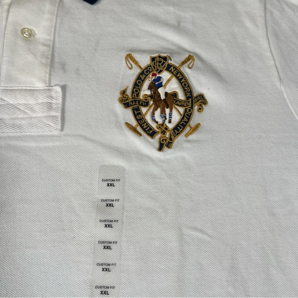 Polo Ralph Lauren Polo Mens XXL White New York Quality Crest Custom Fit Polo New